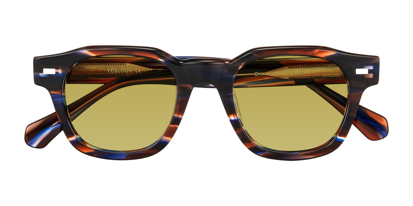 Orin - Brown Blue Striped Tinted Sunglasses