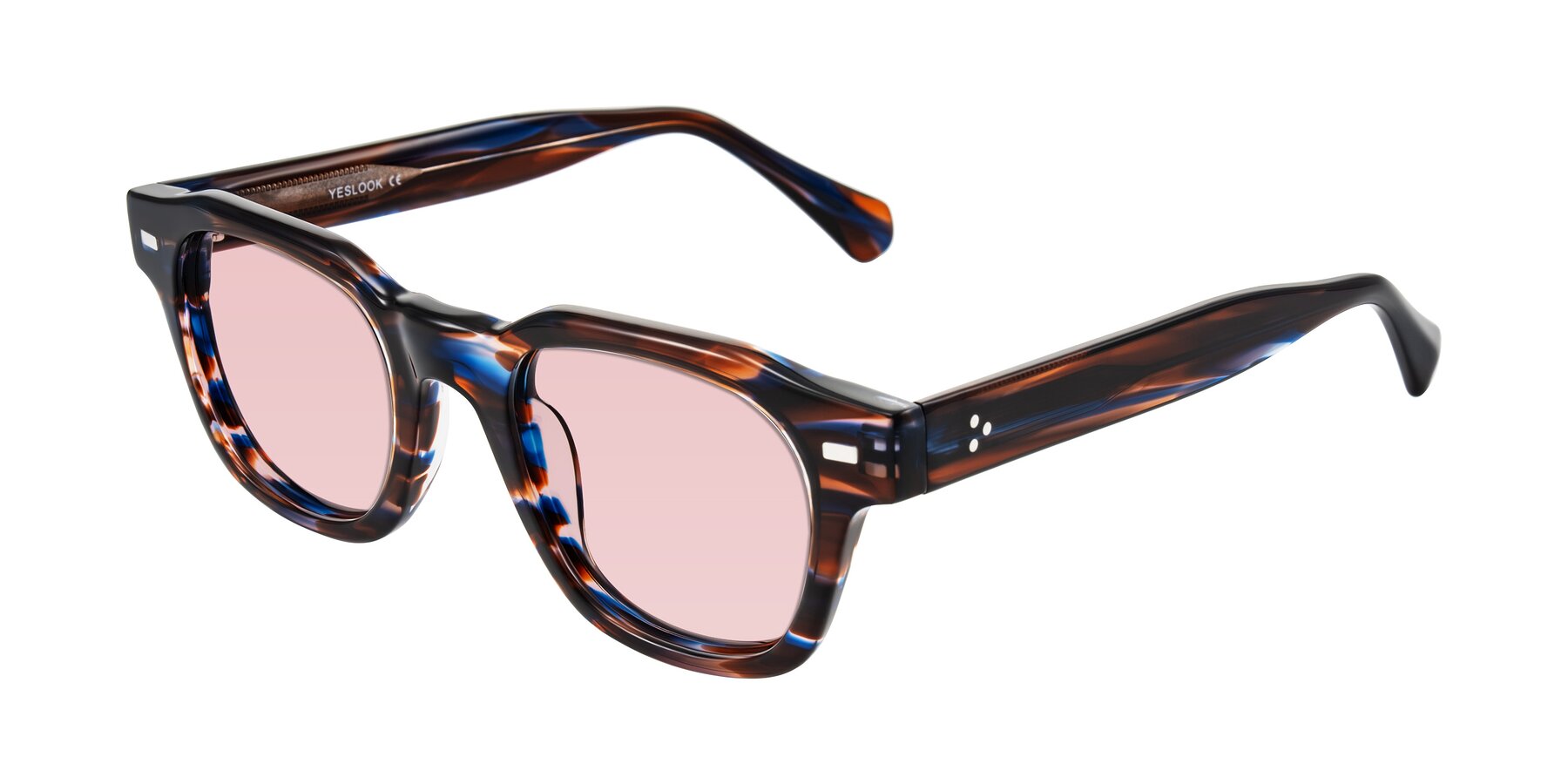 Angle of Orin in Brown Blue Striped with Light Garnet Tinted Lenses