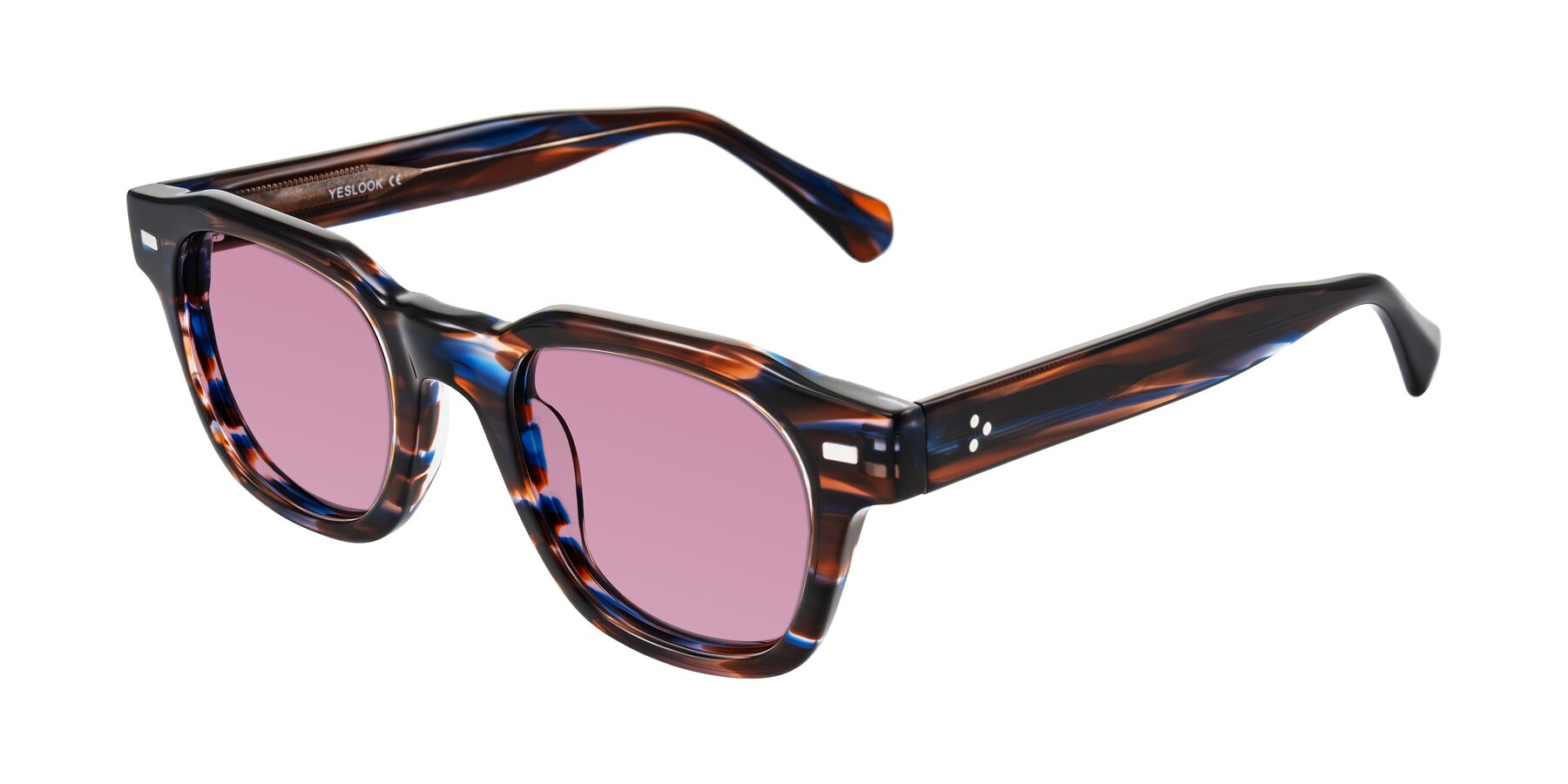 Angle of Orin in Brown Blue Striped with Medium Wine Tinted Lenses