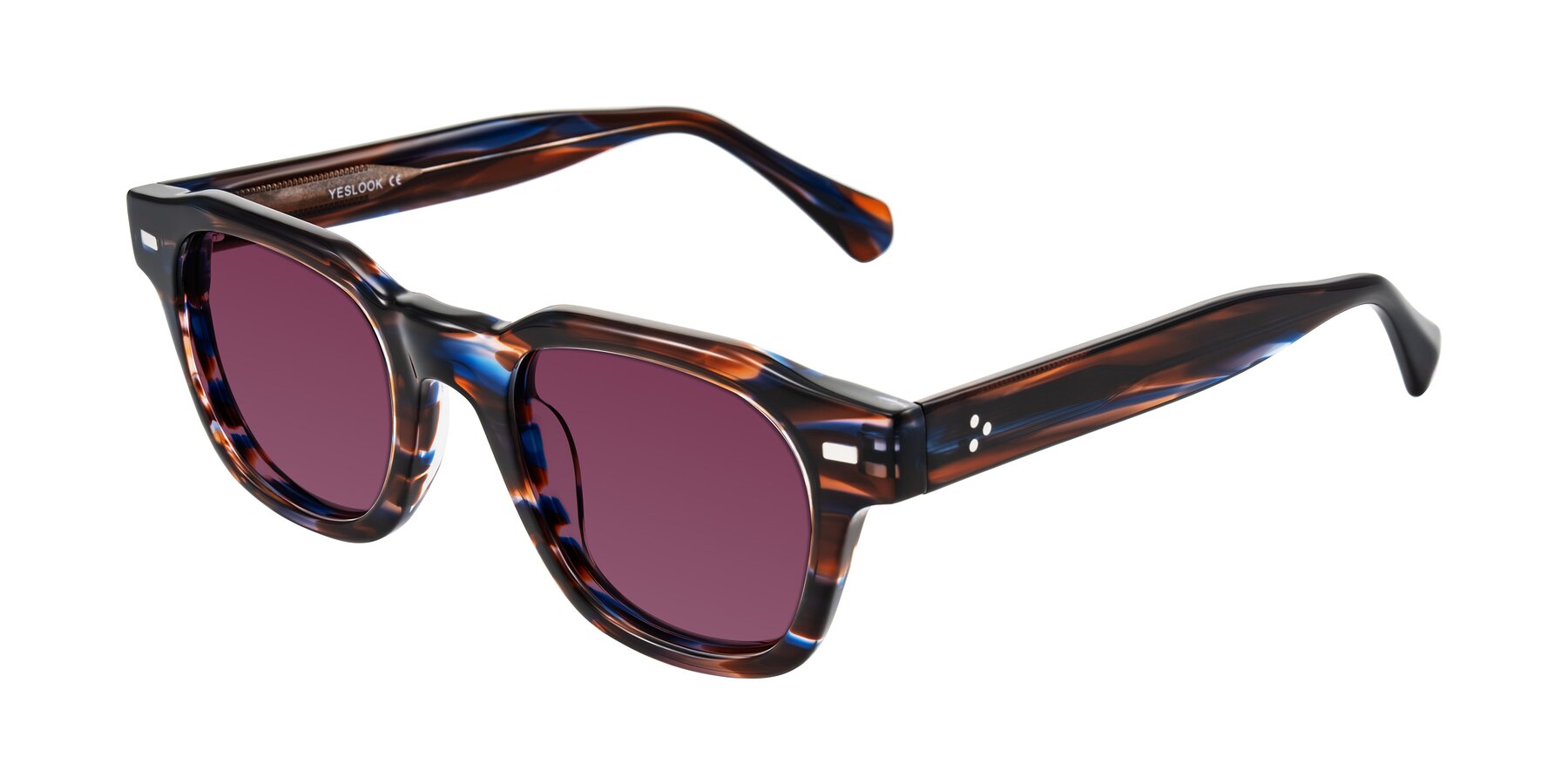 Angle of Orin in Brown Blue Striped with Wine Tinted Lenses