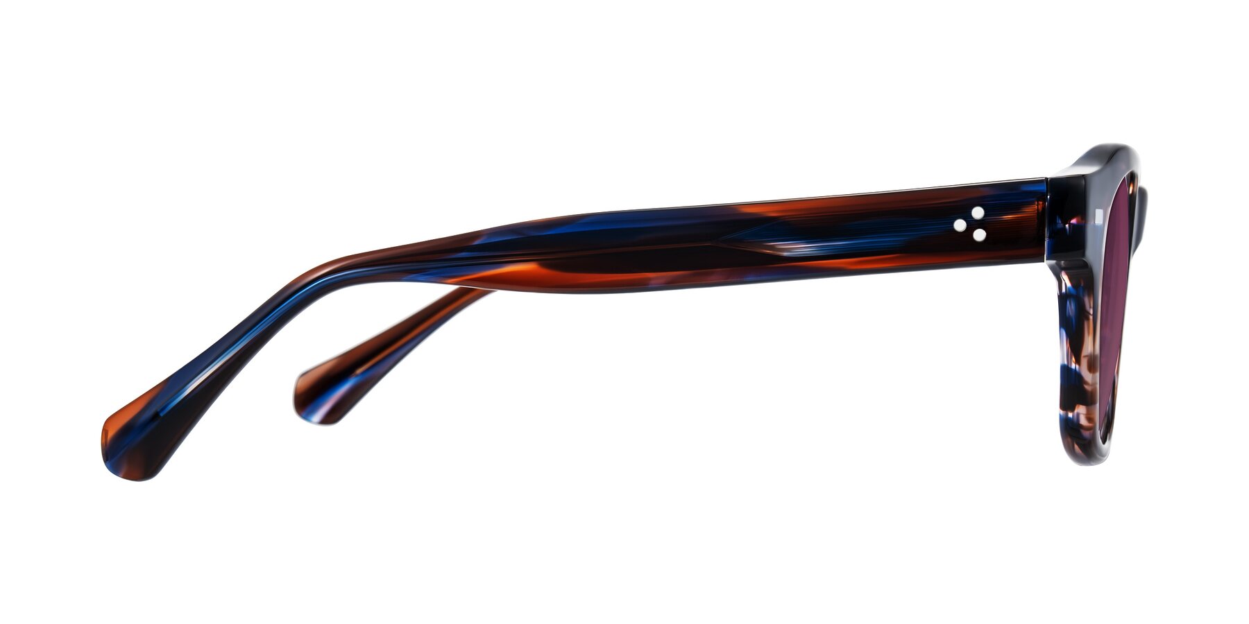 Side of Orin in Brown Blue Striped with Wine Tinted Lenses