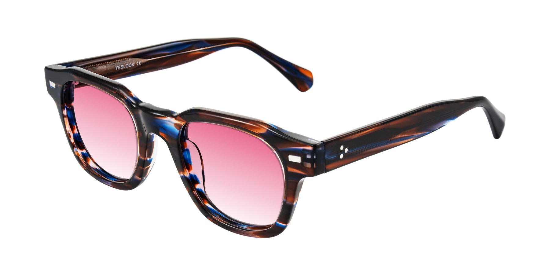 Angle of Orin in Brown Blue Striped with Pink Gradient Lenses