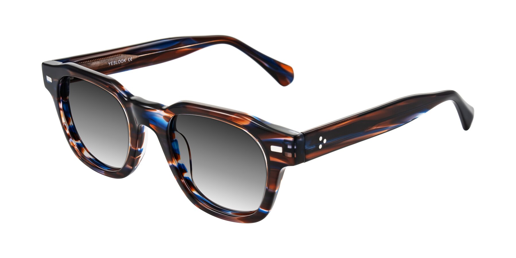 Angle of Orin in Brown Blue Striped with Gray Gradient Lenses