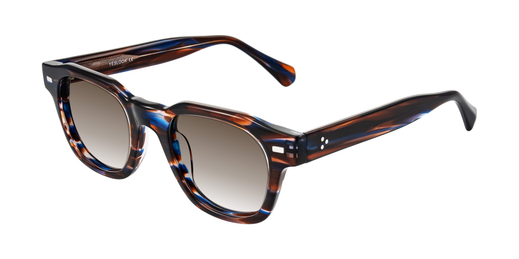 Angle of Orin in Brown Blue Striped with Brown Gradient Lenses