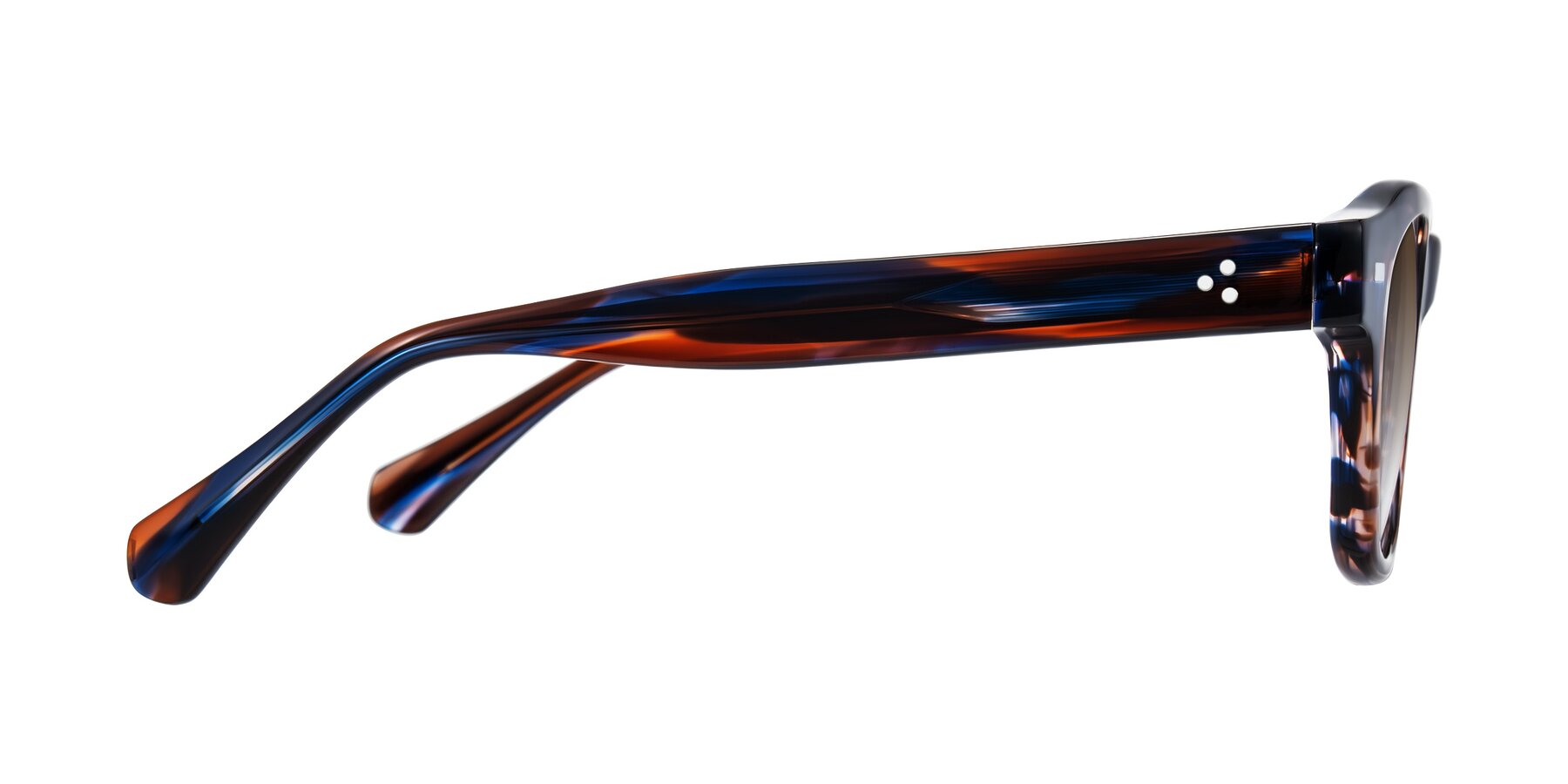 Side of Orin in Brown Blue Striped with Brown Gradient Lenses