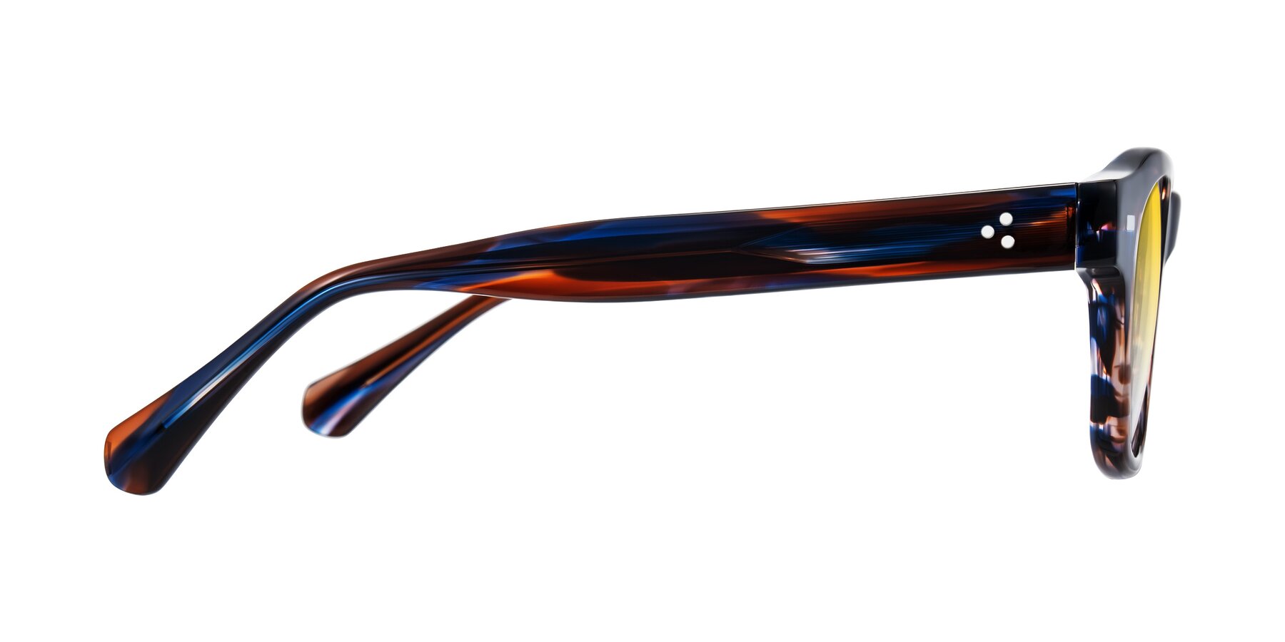 Side of Orin in Brown Blue Striped with Yellow Gradient Lenses