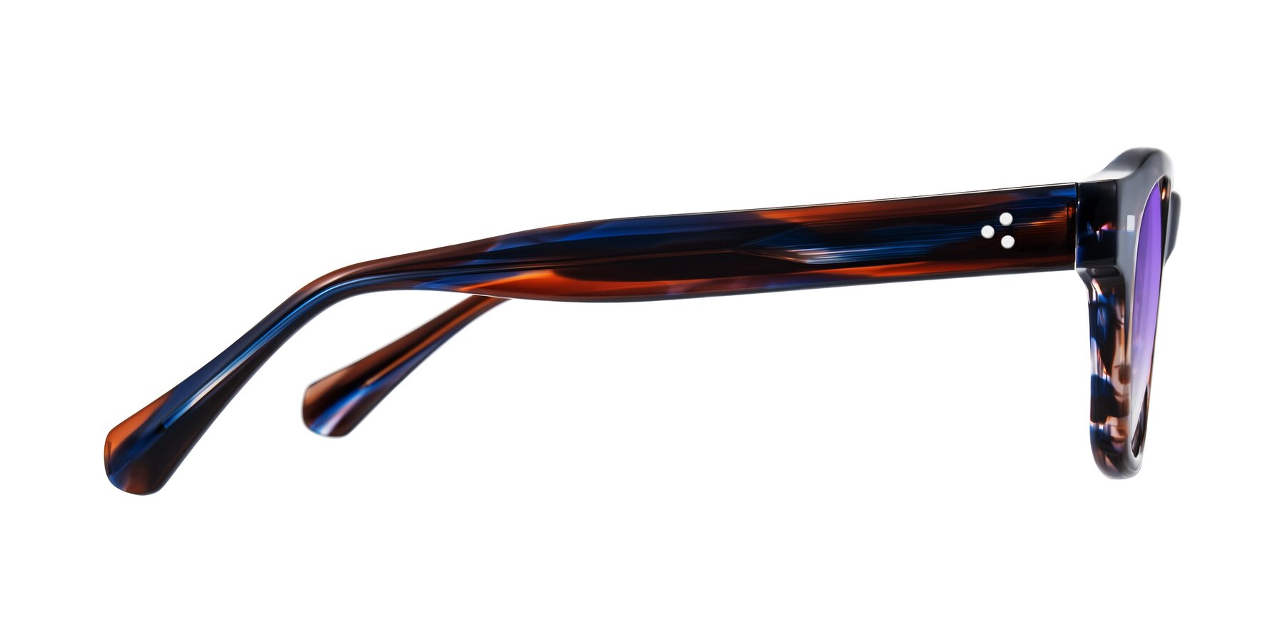 Side of Orin in Brown Blue Striped with Purple Gradient Lenses