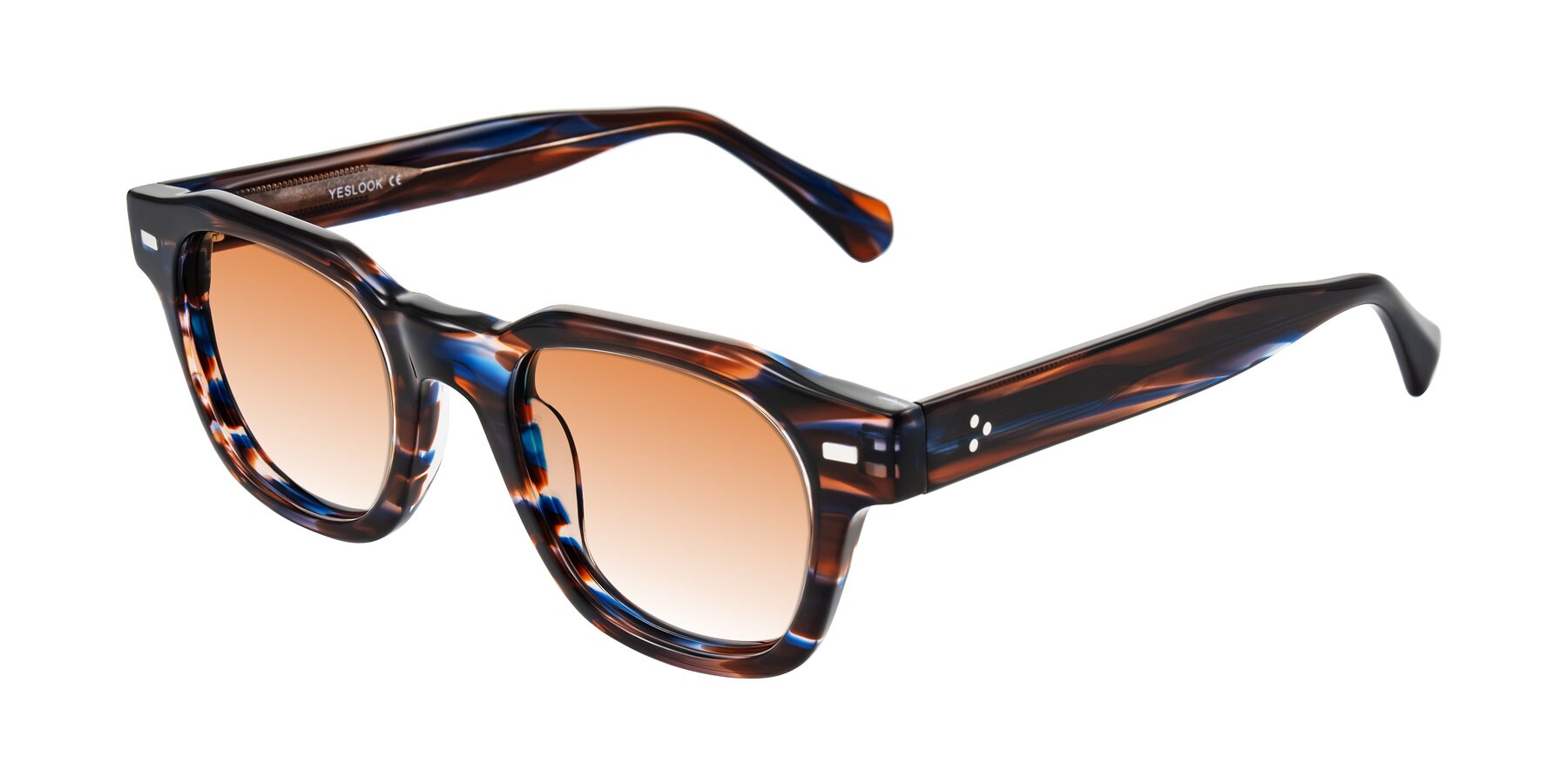 Angle of Orin in Brown Blue Striped with Orange Gradient Lenses