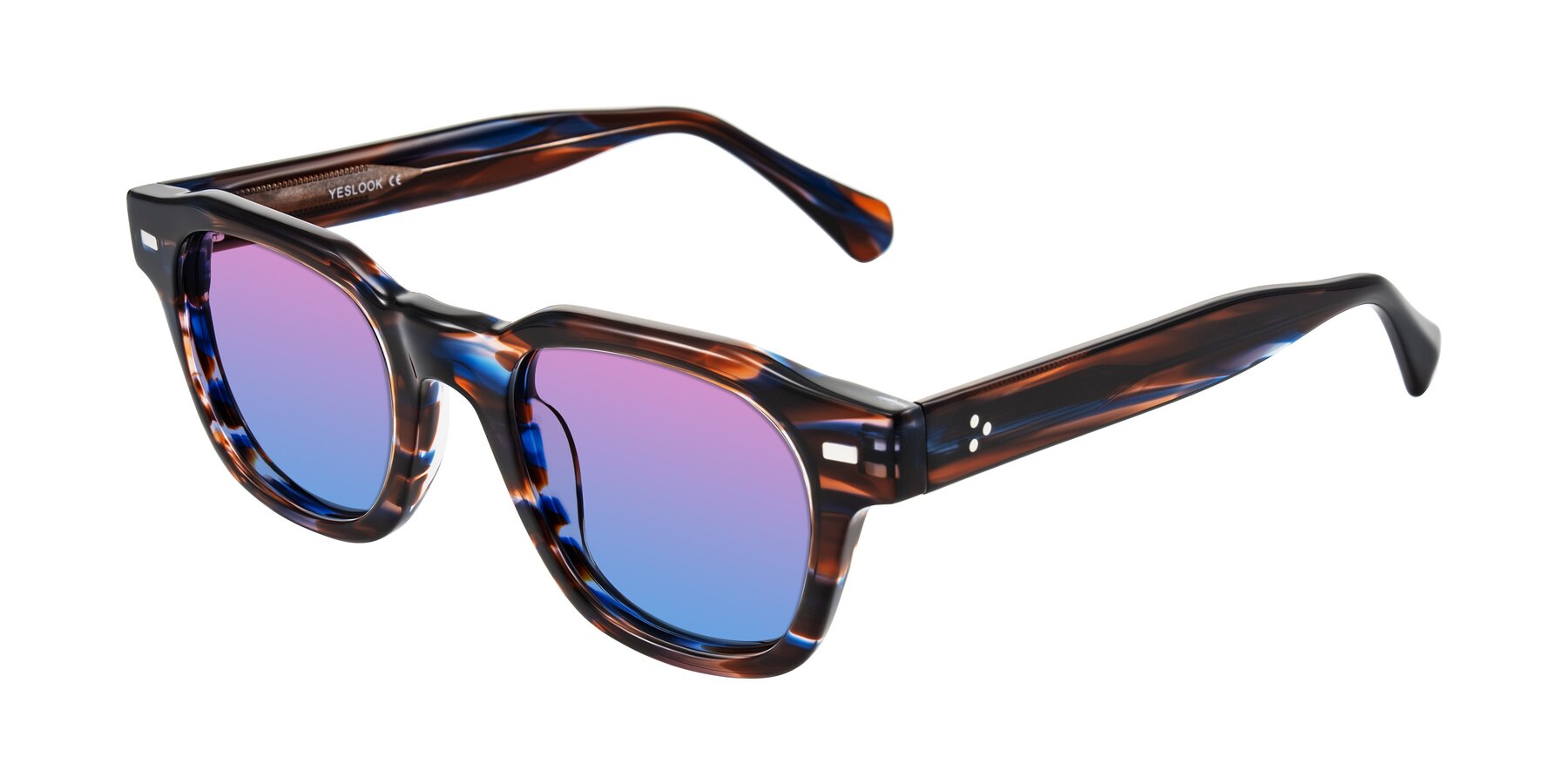 Angle of Orin in Brown Blue Striped with Pink / Blue Gradient Lenses