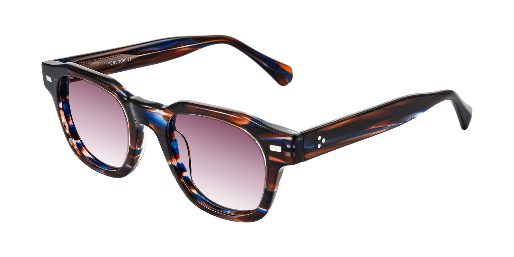 Angle of Orin in Brown Blue Striped with Wine Gradient Lenses
