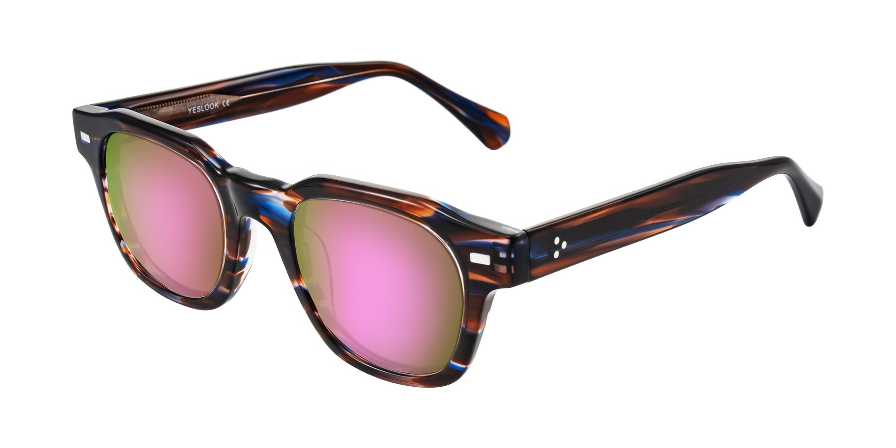 Angle of Orin in Brown Blue Striped with Pink Mirrored Lenses