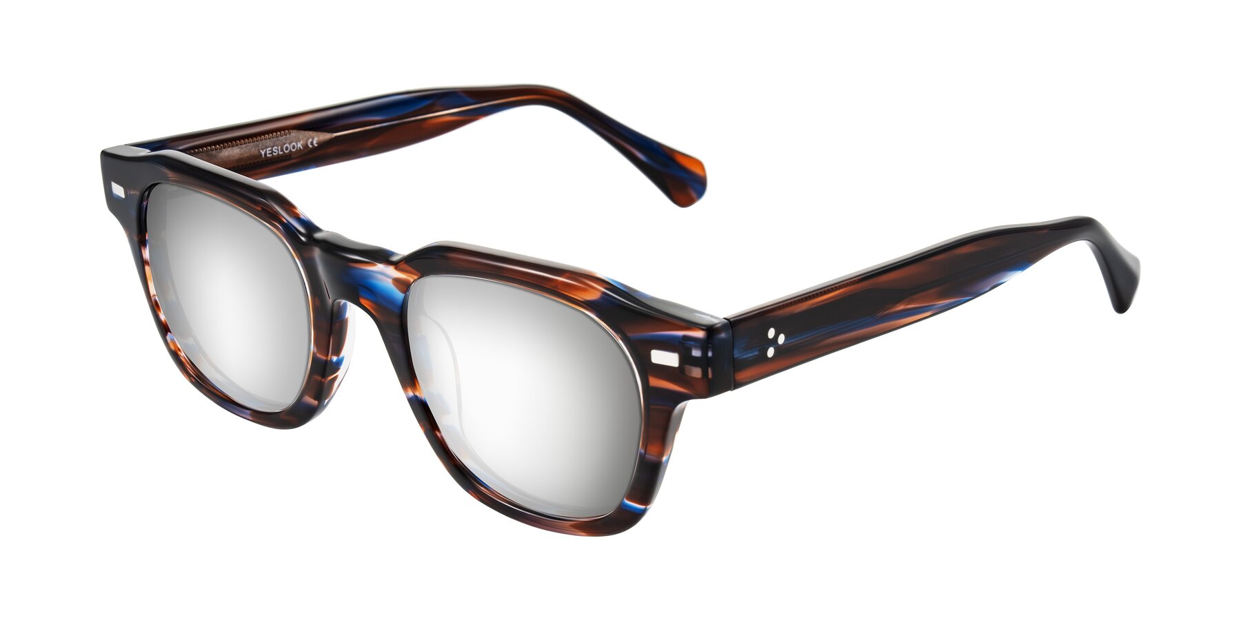 Angle of Orin in Brown Blue Striped with Silver Mirrored Lenses