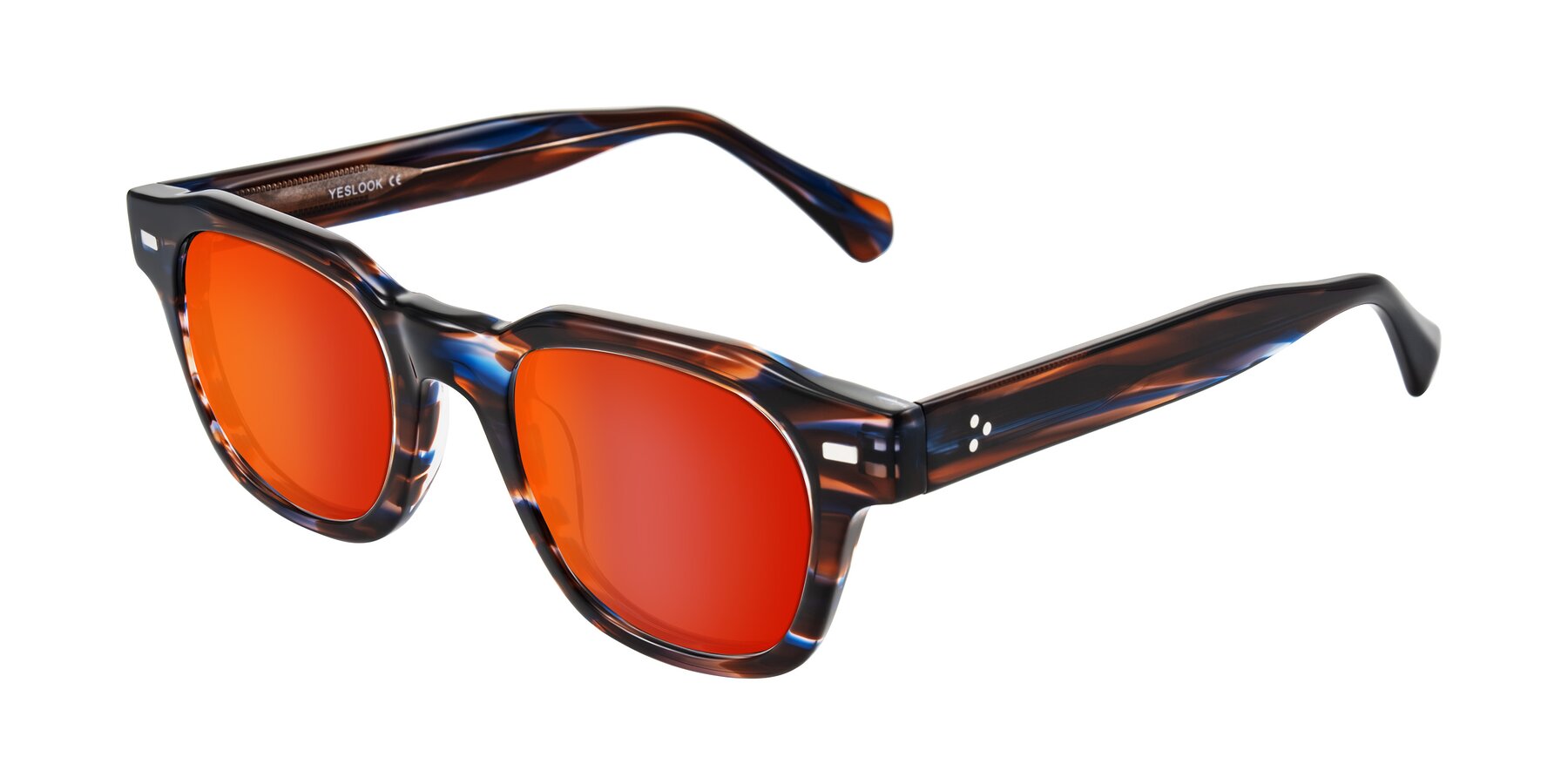 Angle of Orin in Brown Blue Striped with Red Gold Mirrored Lenses