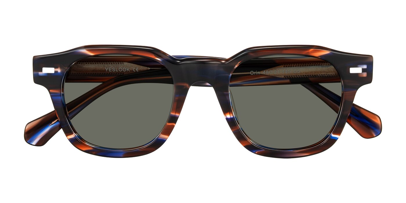 Orin - Brown Blue Striped Polarized Sunglasses