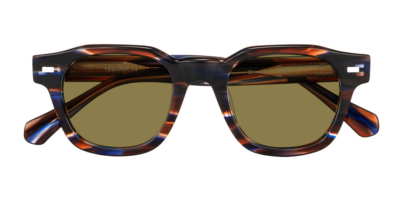 Orin - Brown Blue Striped Polarized Sunglasses