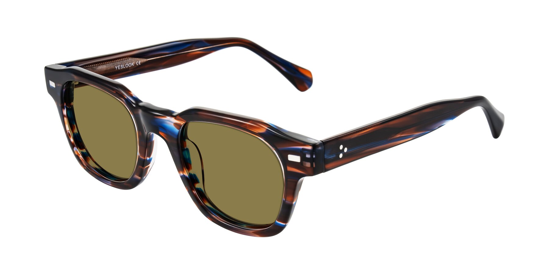 Angle of Orin in Brown Blue Striped with Brown Polarized Lenses