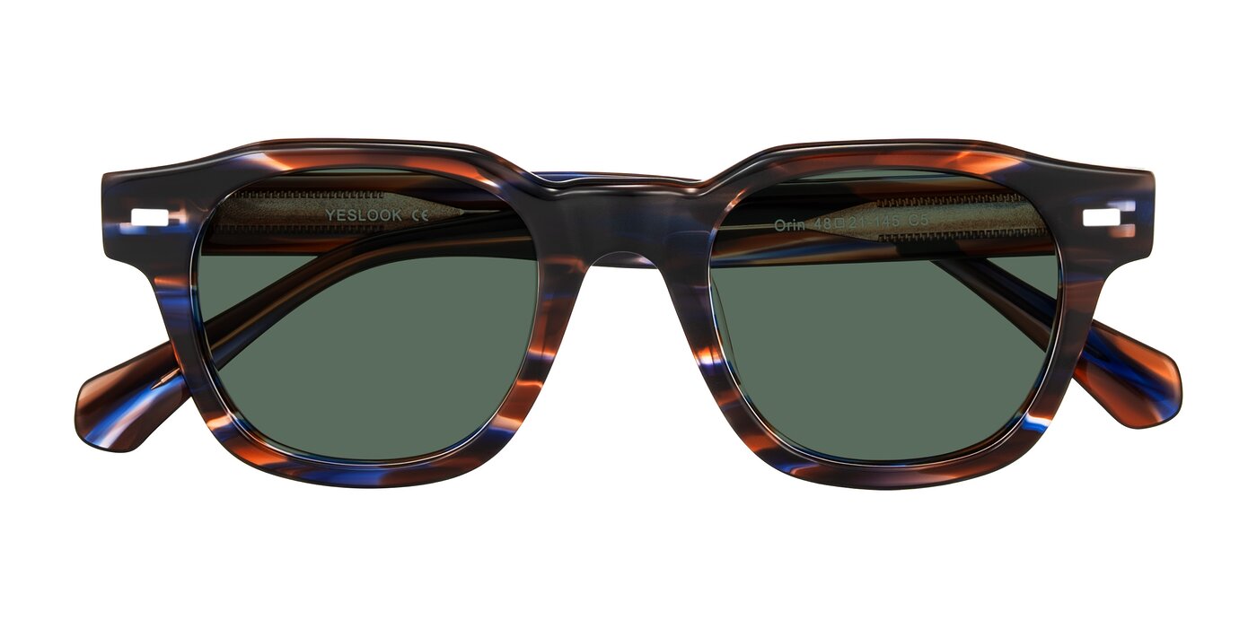 Orin - Brown Blue Striped Polarized Sunglasses