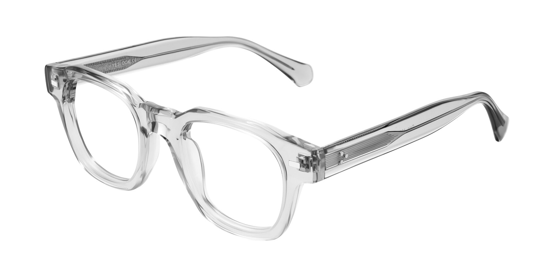 Angle of Orin in Transparent Gray with Clear Reading Eyeglass Lenses