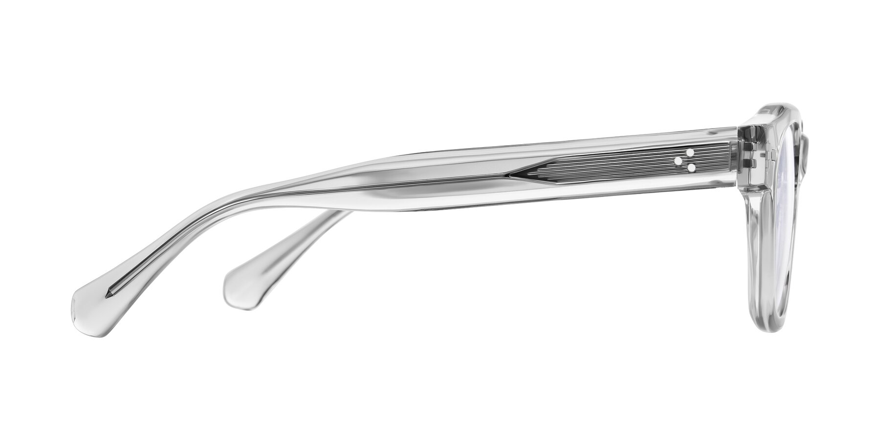 Side of Orin in Transparent Gray with Clear Reading Eyeglass Lenses