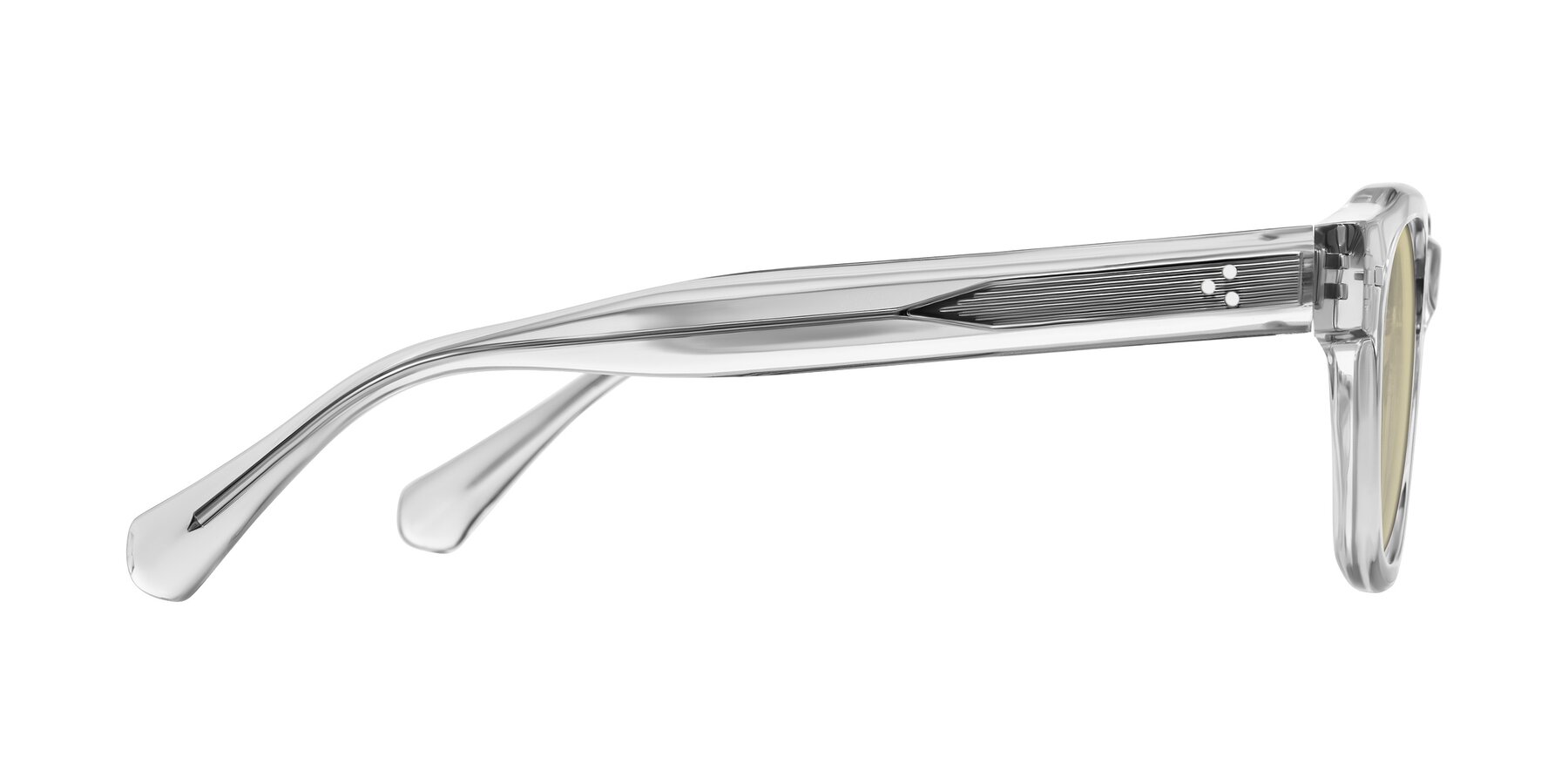 Side of Orin in Transparent Gray with Light Champagne Tinted Lenses