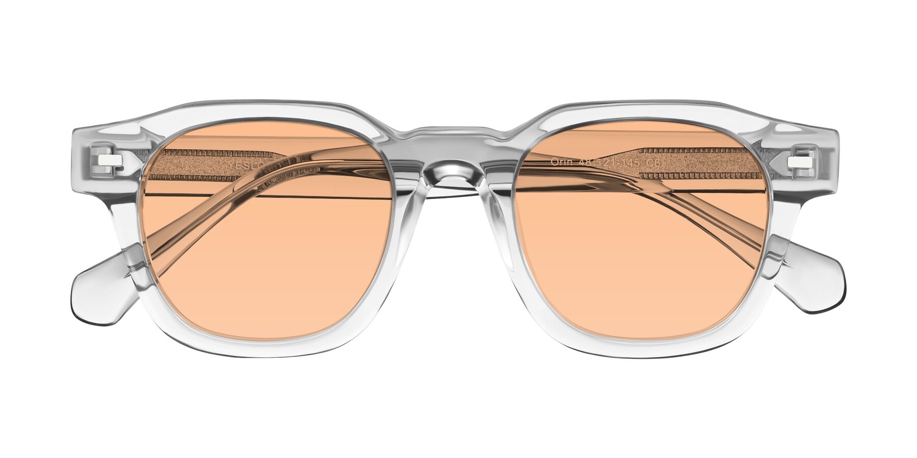 Folded Front of Orin in Transparent Gray with Light Orange Tinted Lenses