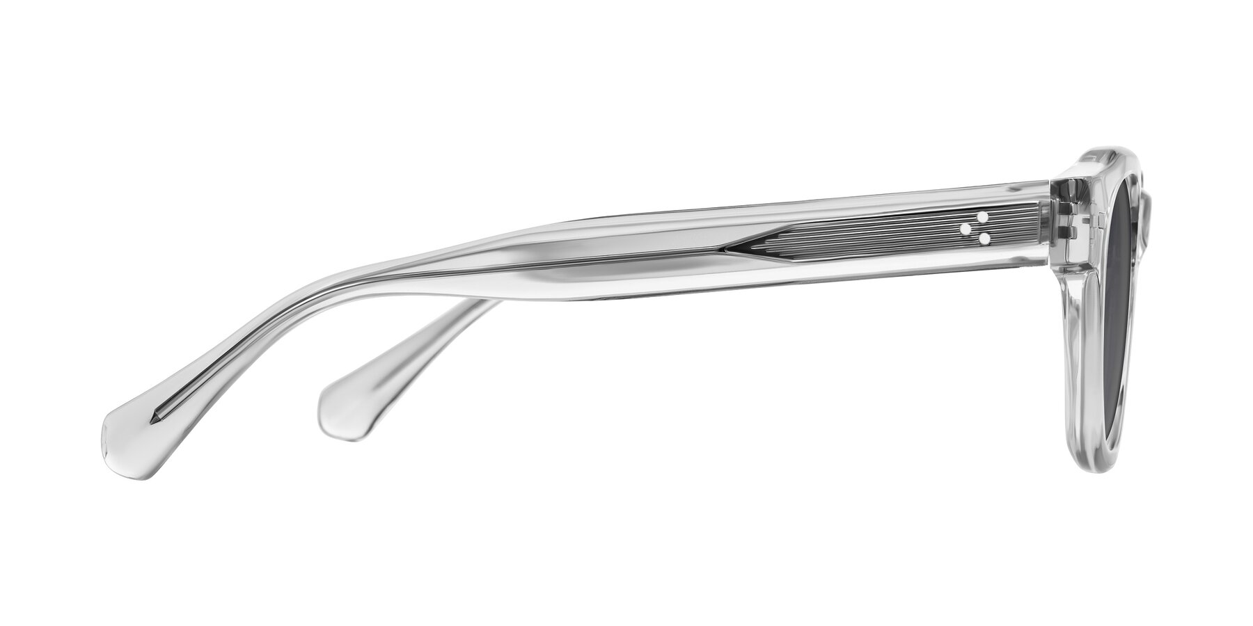 Side of Orin in Transparent Gray with Medium Gray Tinted Lenses