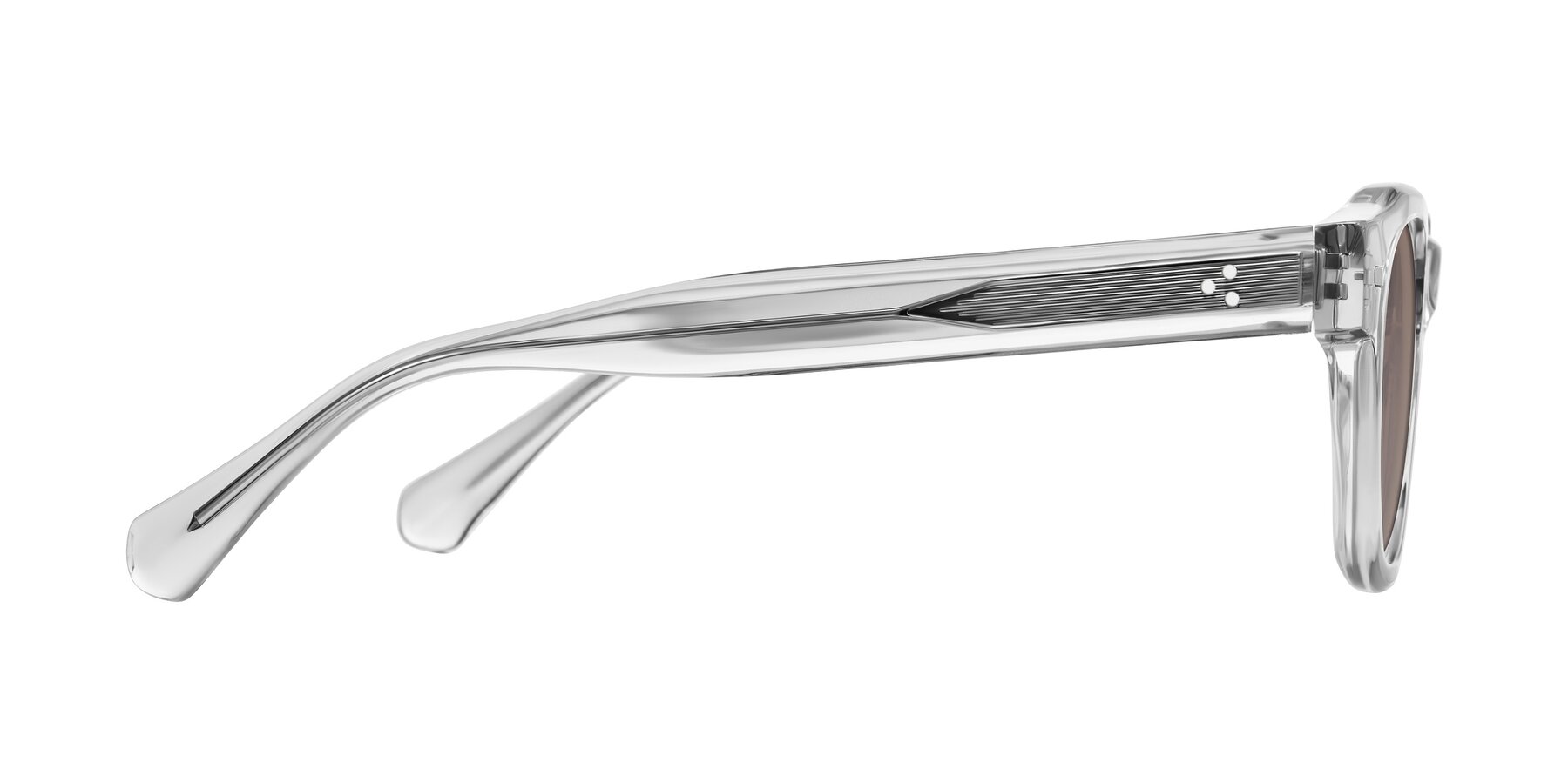Side of Orin in Transparent Gray with Medium Brown Tinted Lenses