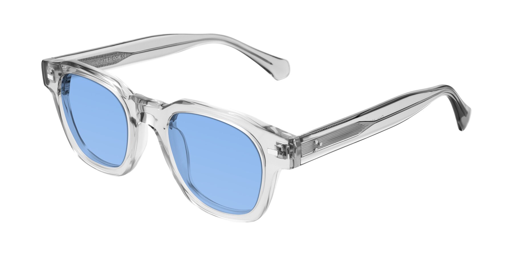 Angle of Orin in Transparent Gray with Medium Blue Tinted Lenses