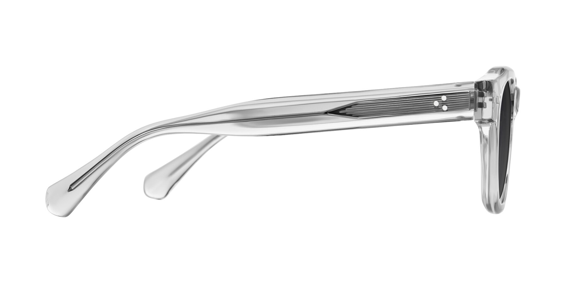 Side of Orin in Transparent Gray with Gray Tinted Lenses