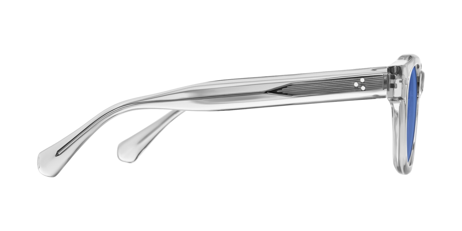 Side of Orin in Transparent Gray with Blue Tinted Lenses