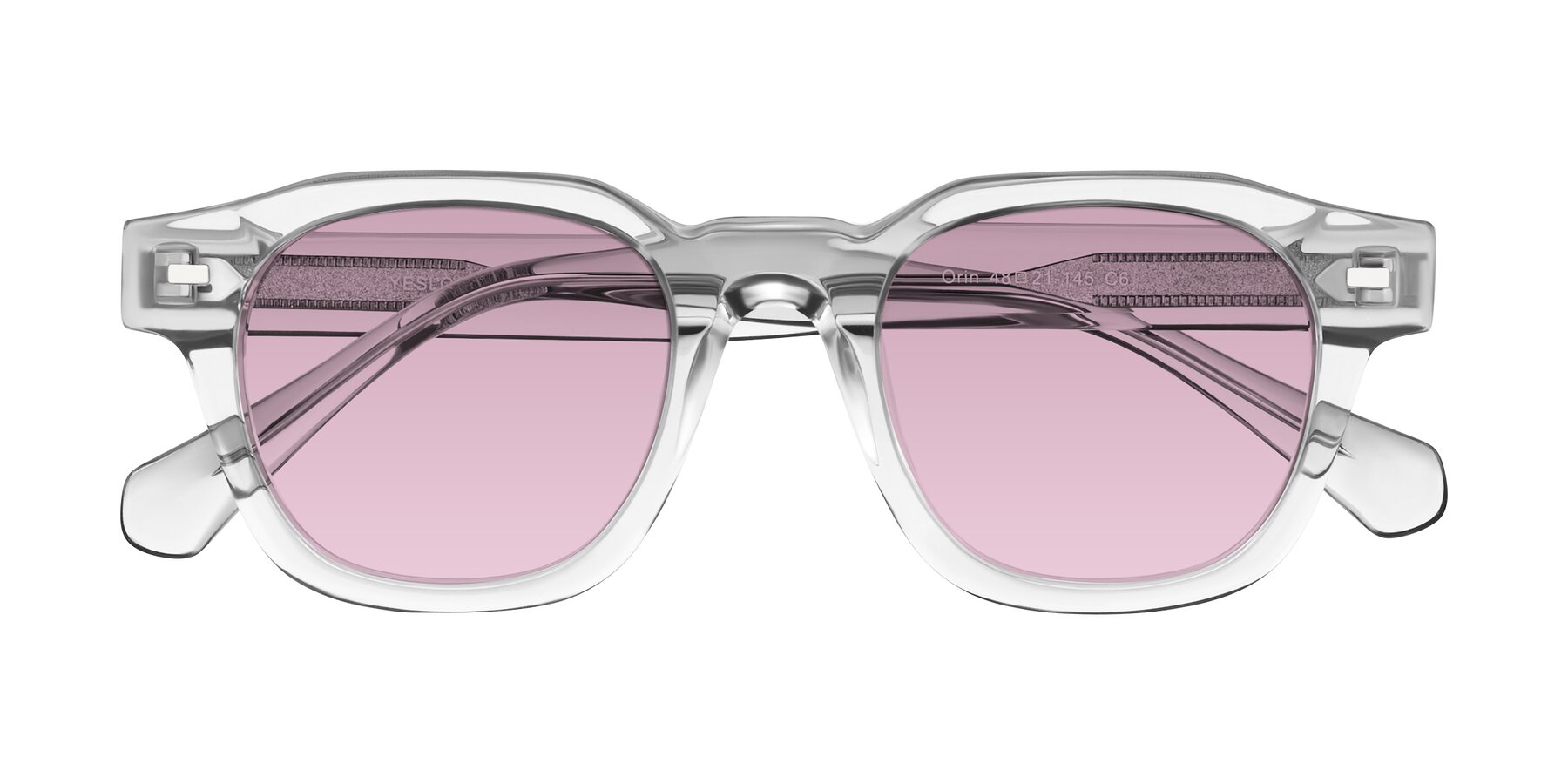 Folded Front of Orin in Transparent Gray with Light Wine Tinted Lenses