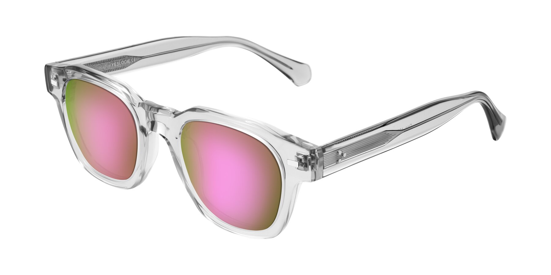 Angle of Orin in Transparent Gray with Pink Mirrored Lenses
