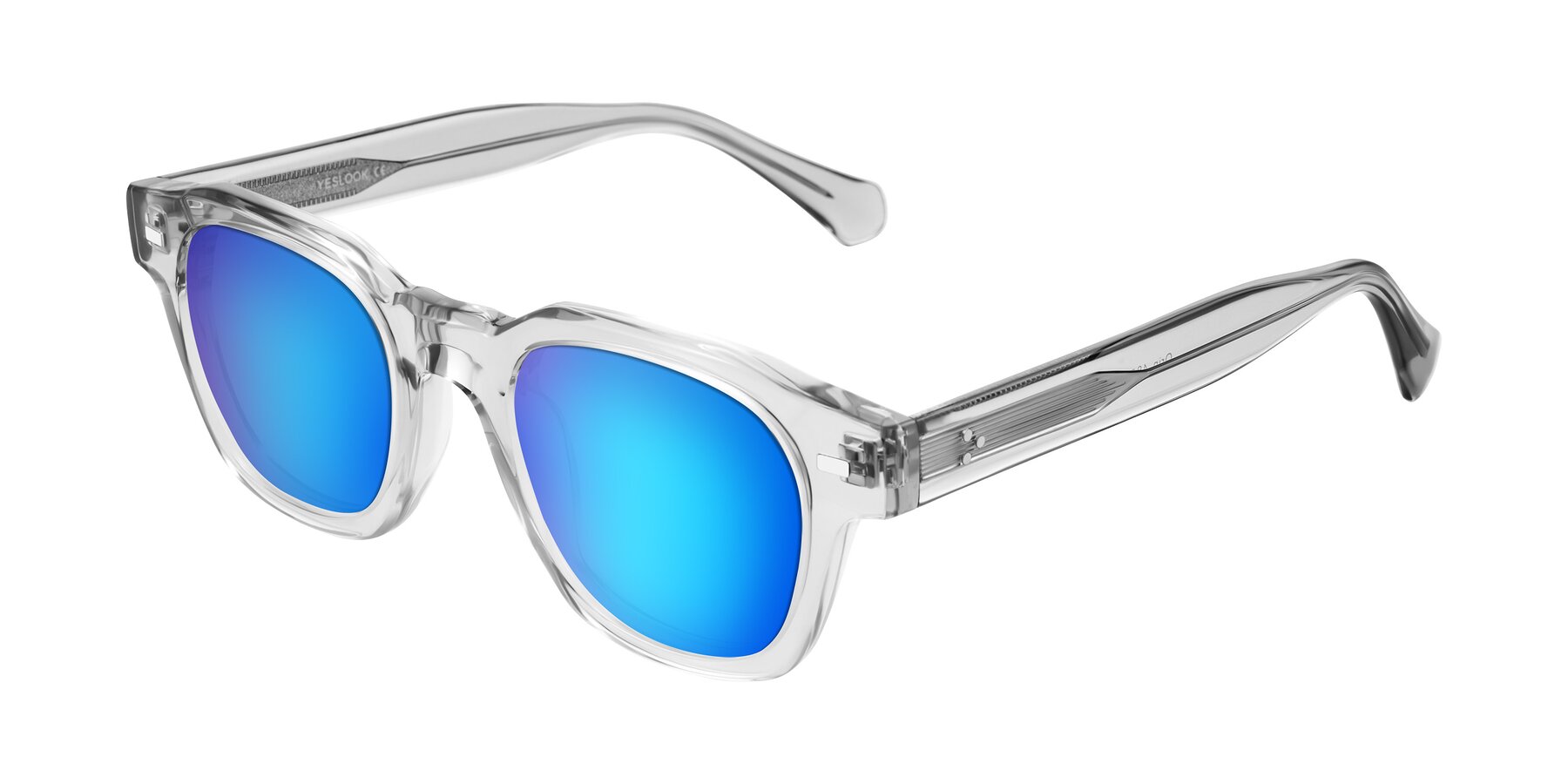 Angle of Orin in Transparent Gray with Blue Mirrored Lenses