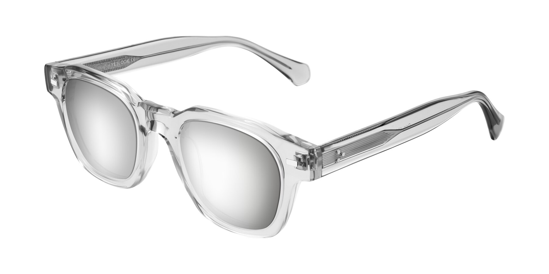 Angle of Orin in Transparent Gray with Silver Mirrored Lenses
