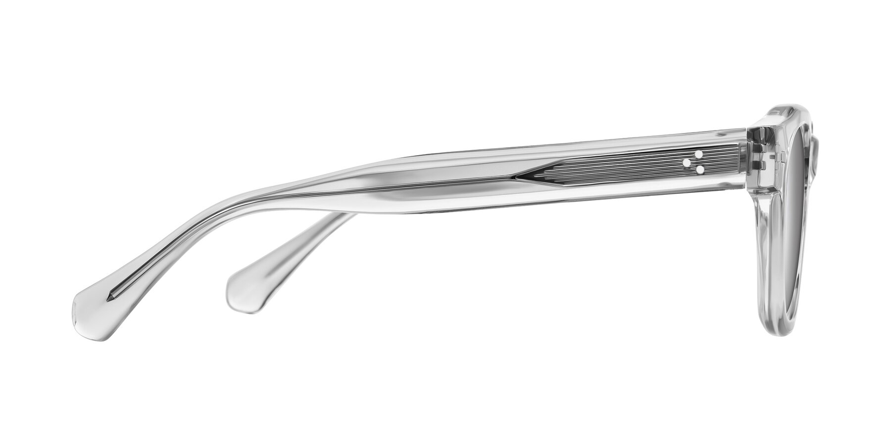 Side of Orin in Transparent Gray with Silver Mirrored Lenses