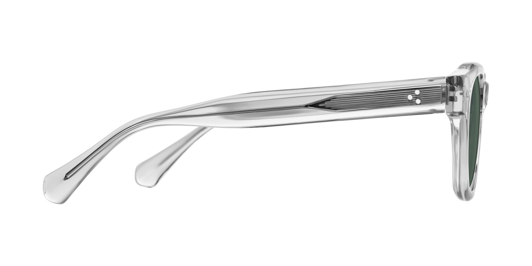 Side of Orin in Transparent Gray with Green Polarized Lenses