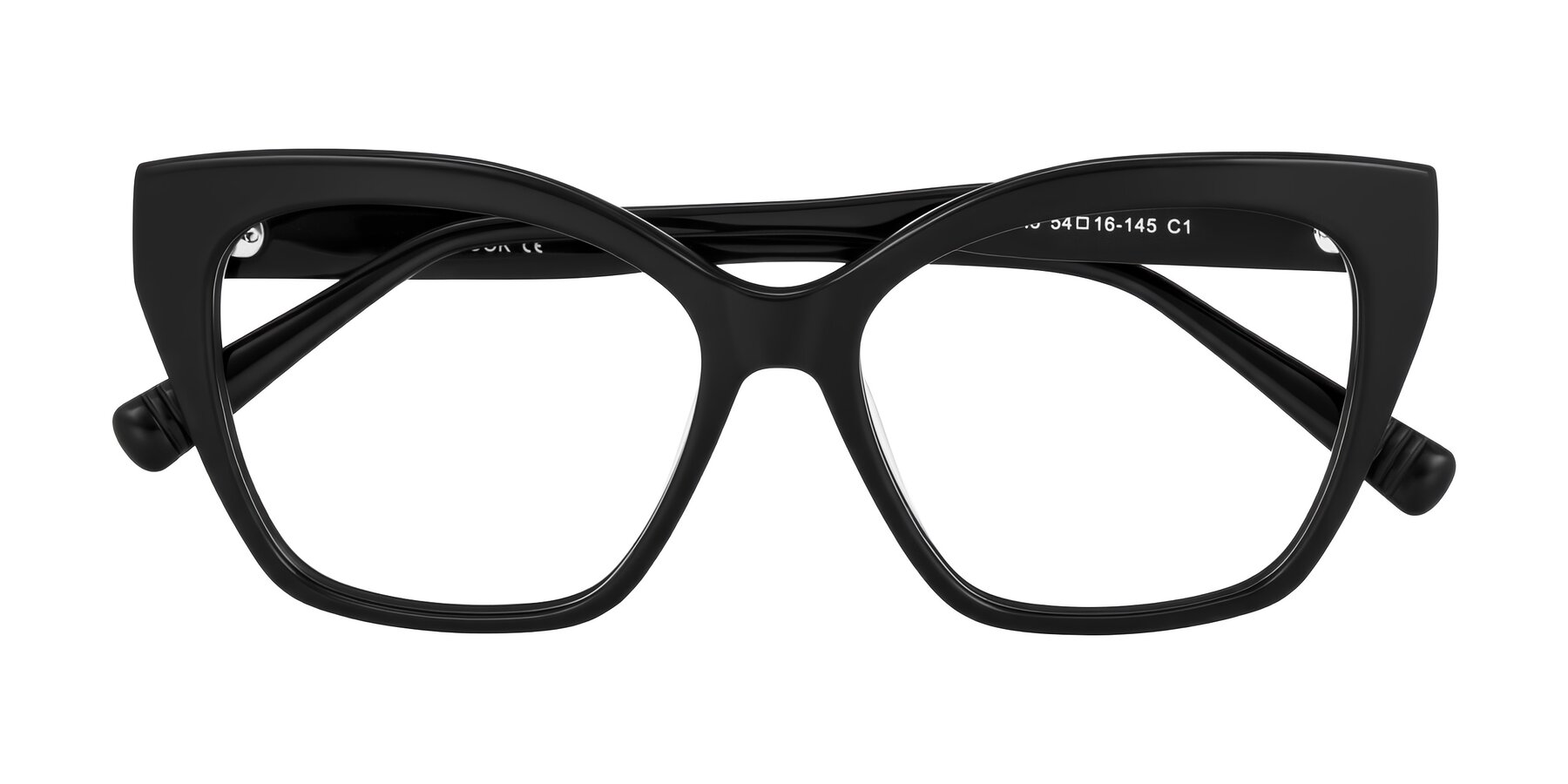 Folded Front of Landecho in Black with Clear Blue Light Blocking Lenses