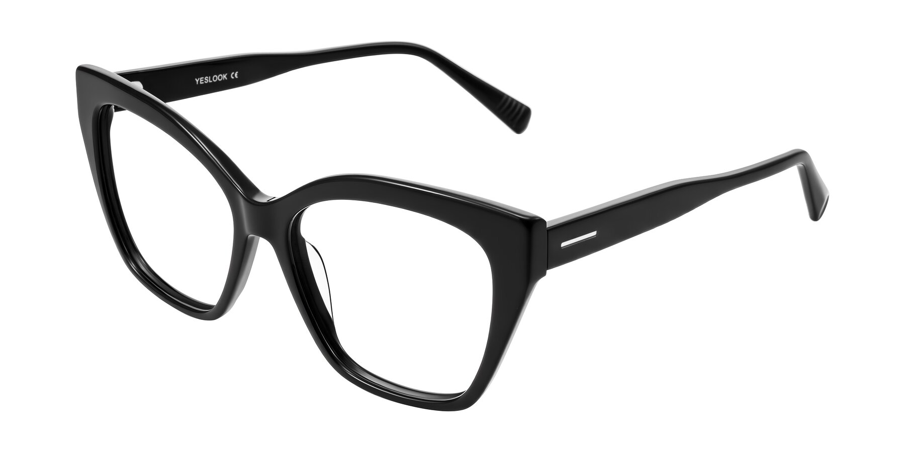 Angle of Landecho in Black with Clear Blue Light Blocking Lenses