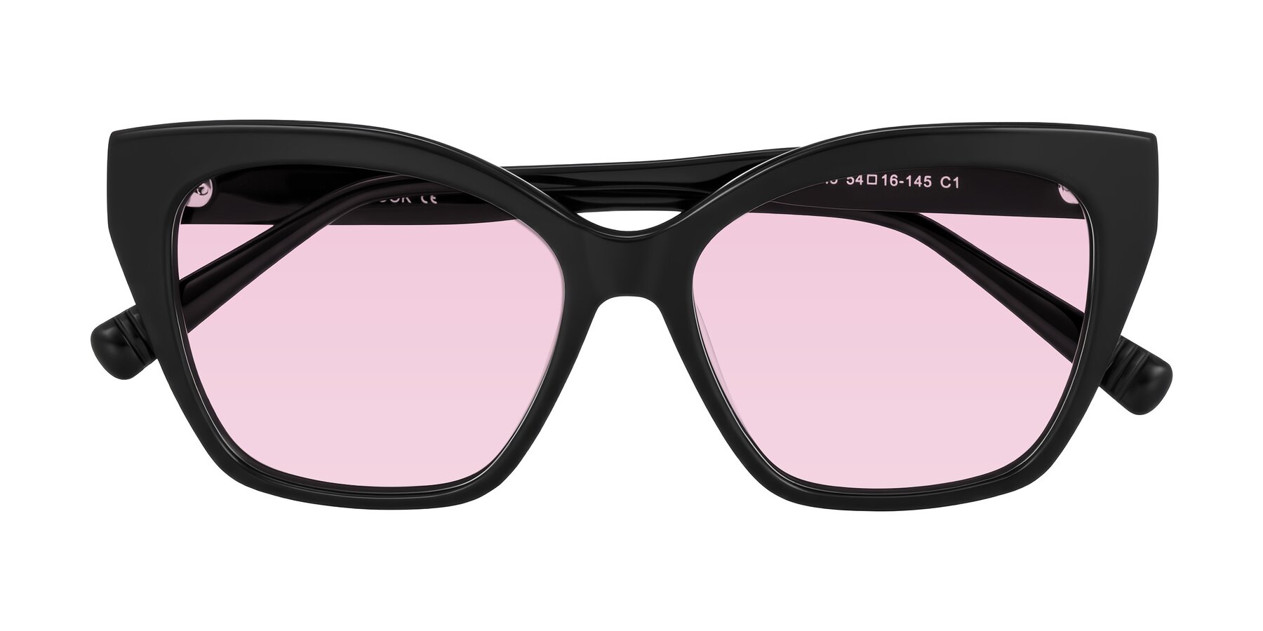 Folded Front of Landecho in Black with Light Pink Tinted Lenses