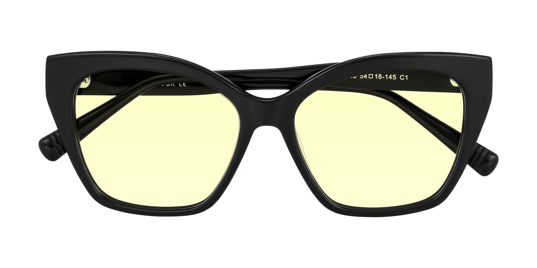 Folded Front of Landecho in Black with Light Yellow Tinted Lenses