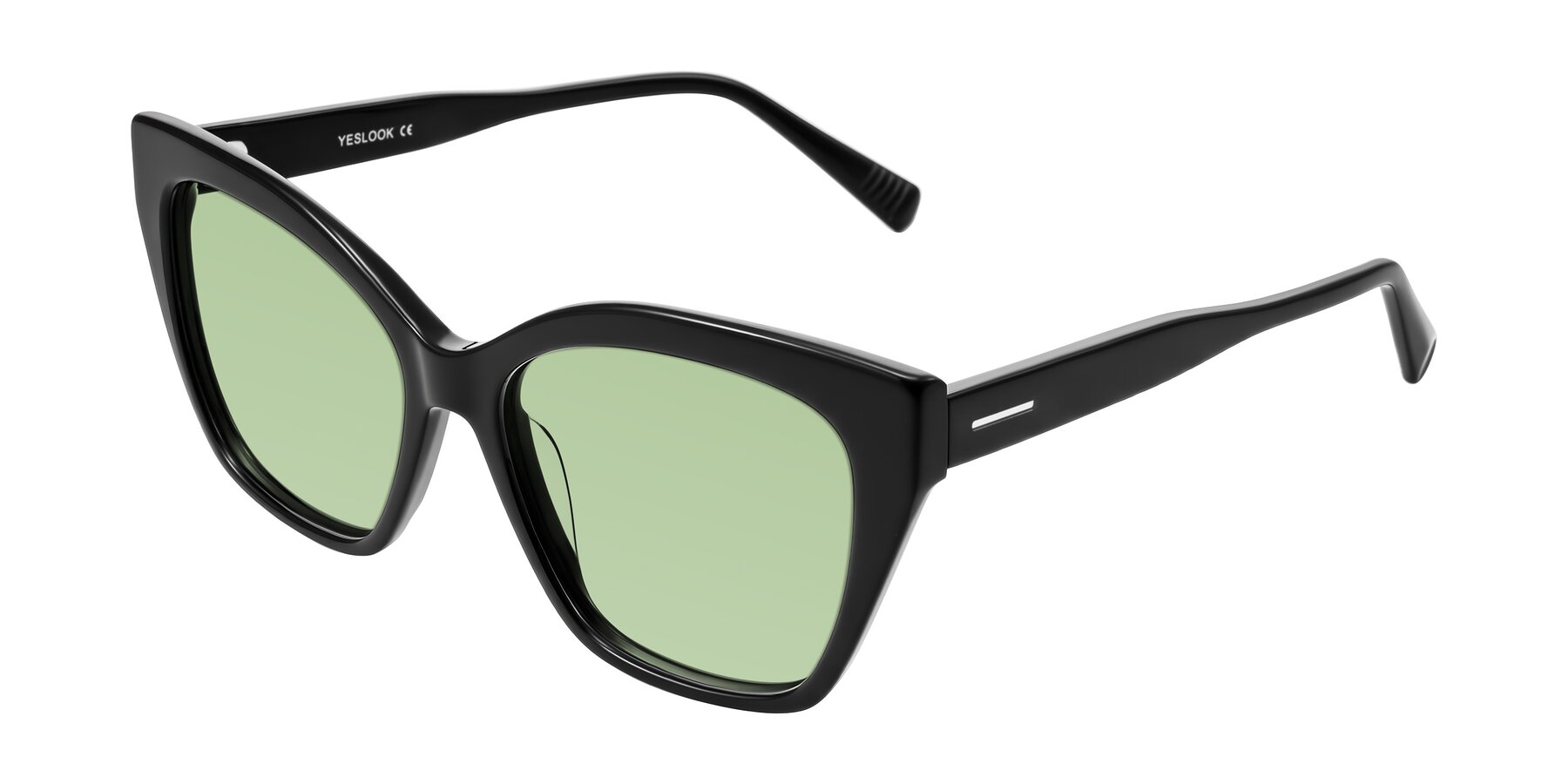 Angle of Landecho in Black with Medium Green Tinted Lenses