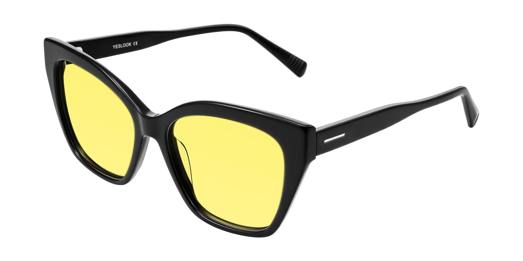 Angle of Landecho in Black with Medium Yellow Tinted Lenses