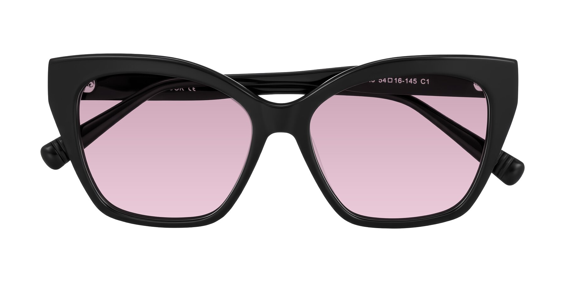 Folded Front of Landecho in Black with Light Wine Tinted Lenses