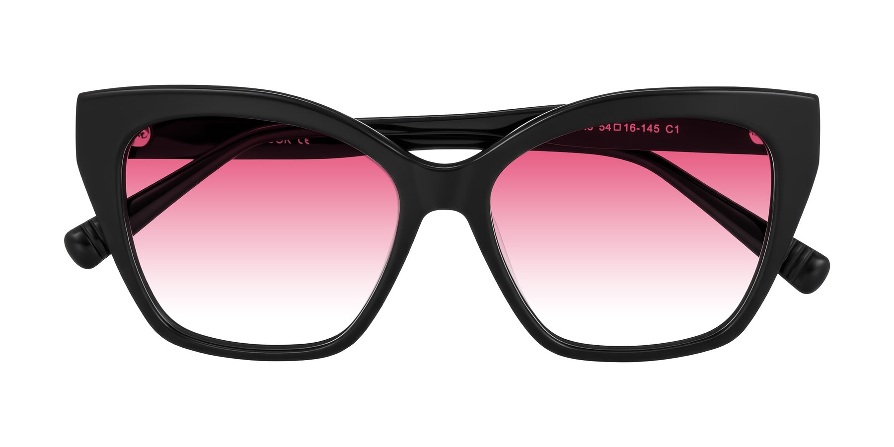 Folded Front of Landecho in Black with Pink Gradient Lenses