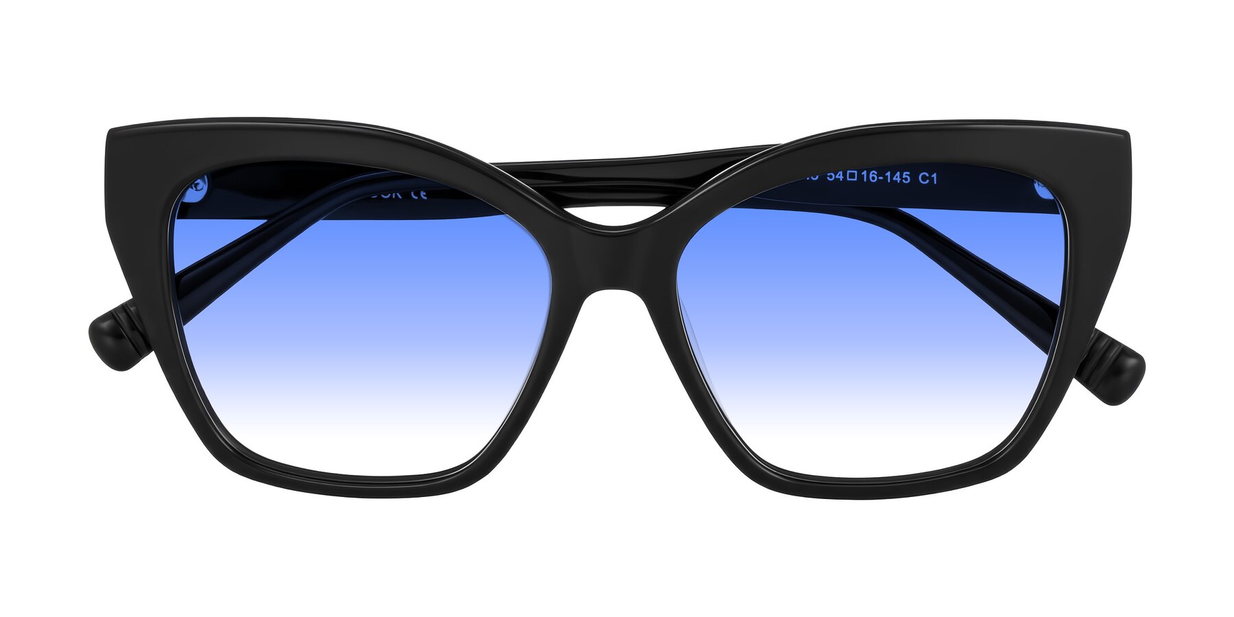 Folded Front of Landecho in Black with Blue Gradient Lenses