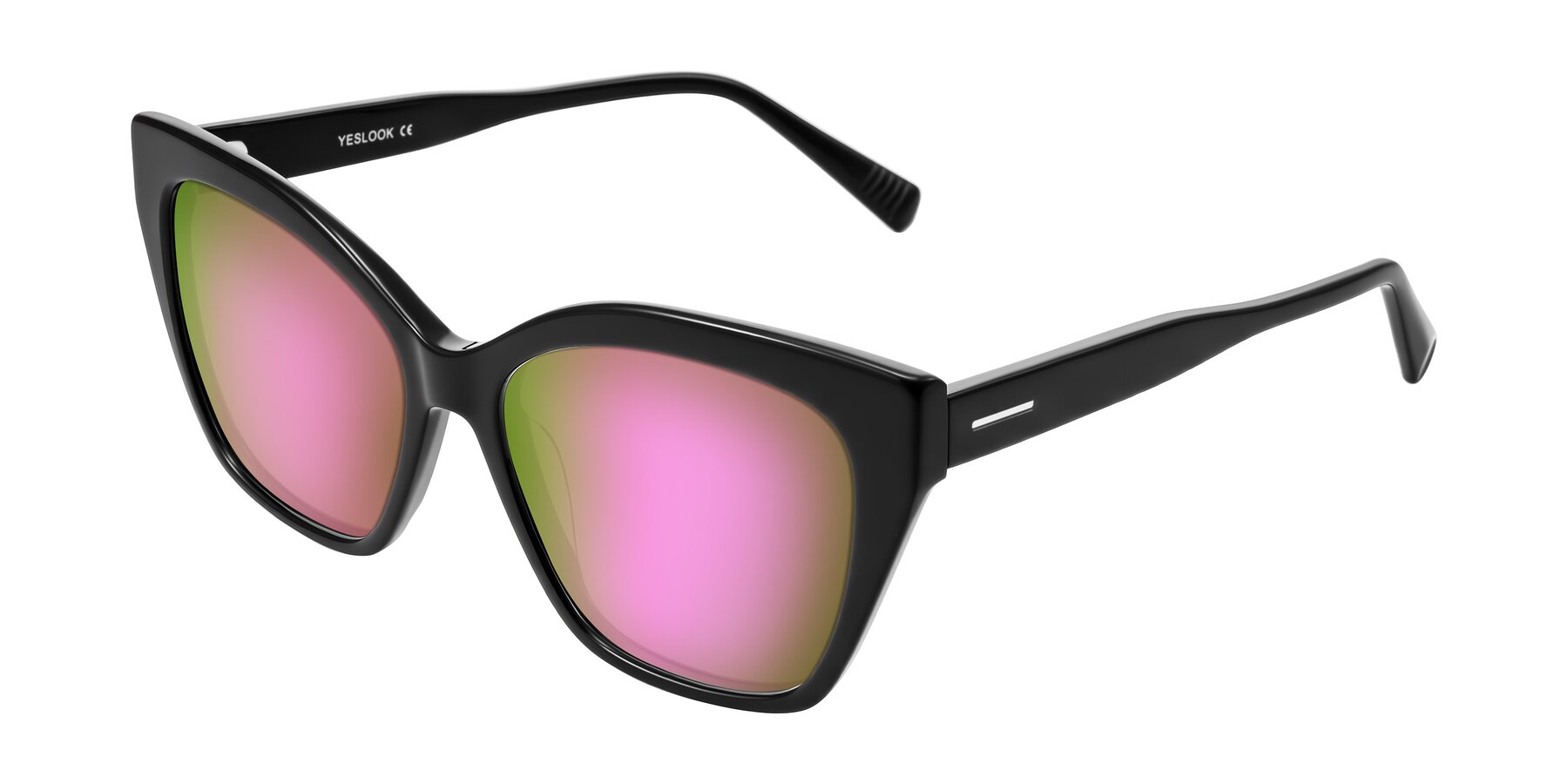 Angle of Landecho in Black with Pink Mirrored Lenses