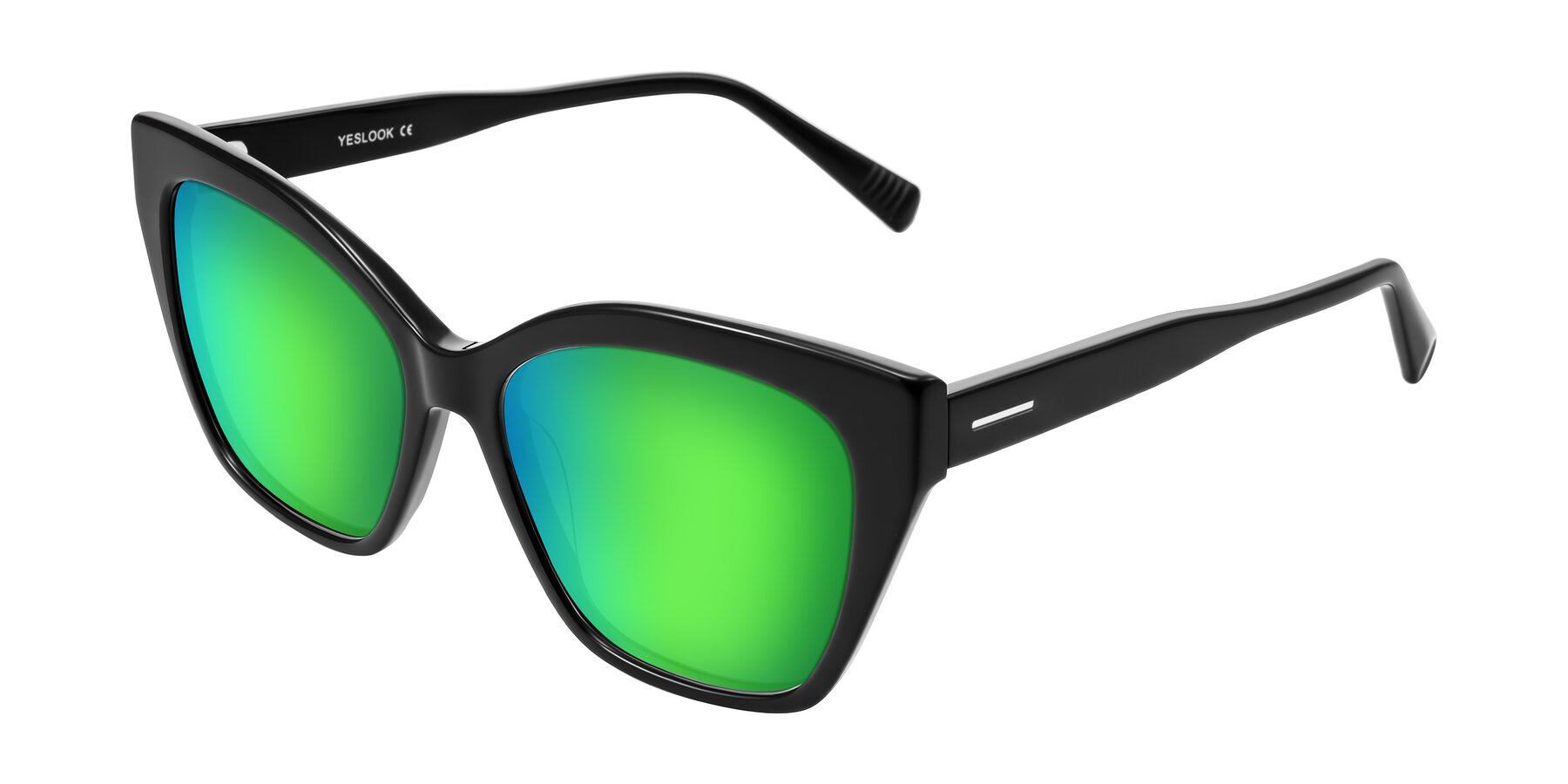 Angle of Landecho in Black with Green Mirrored Lenses