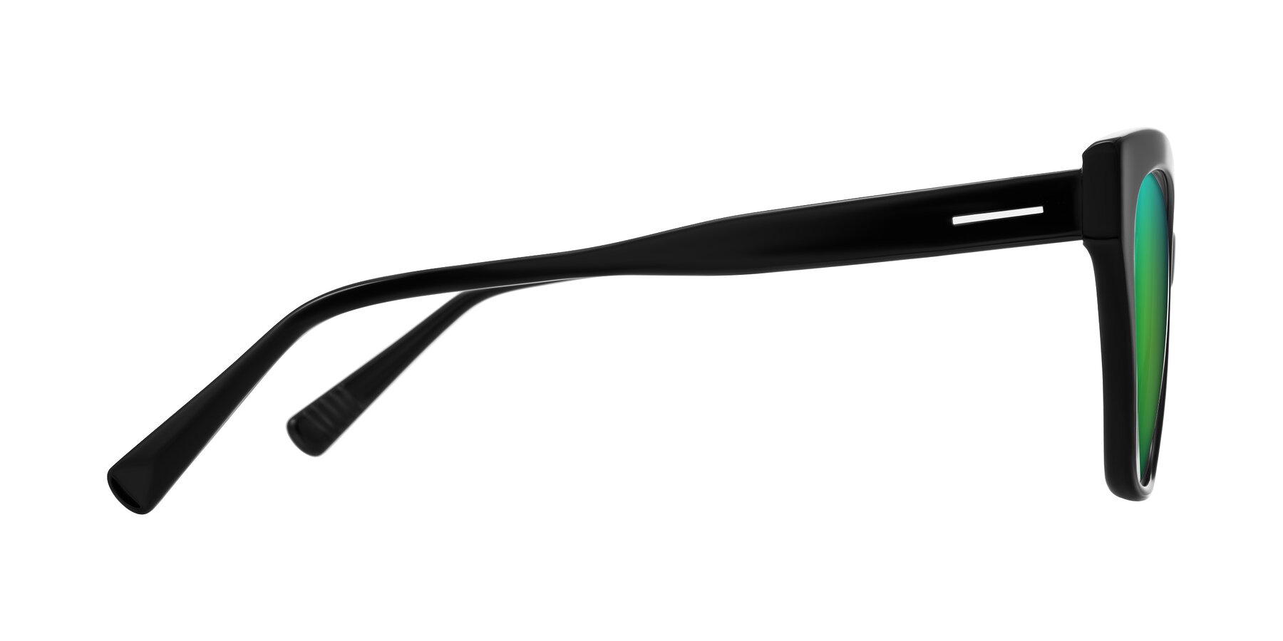 Side of Landecho in Black with Green Mirrored Lenses