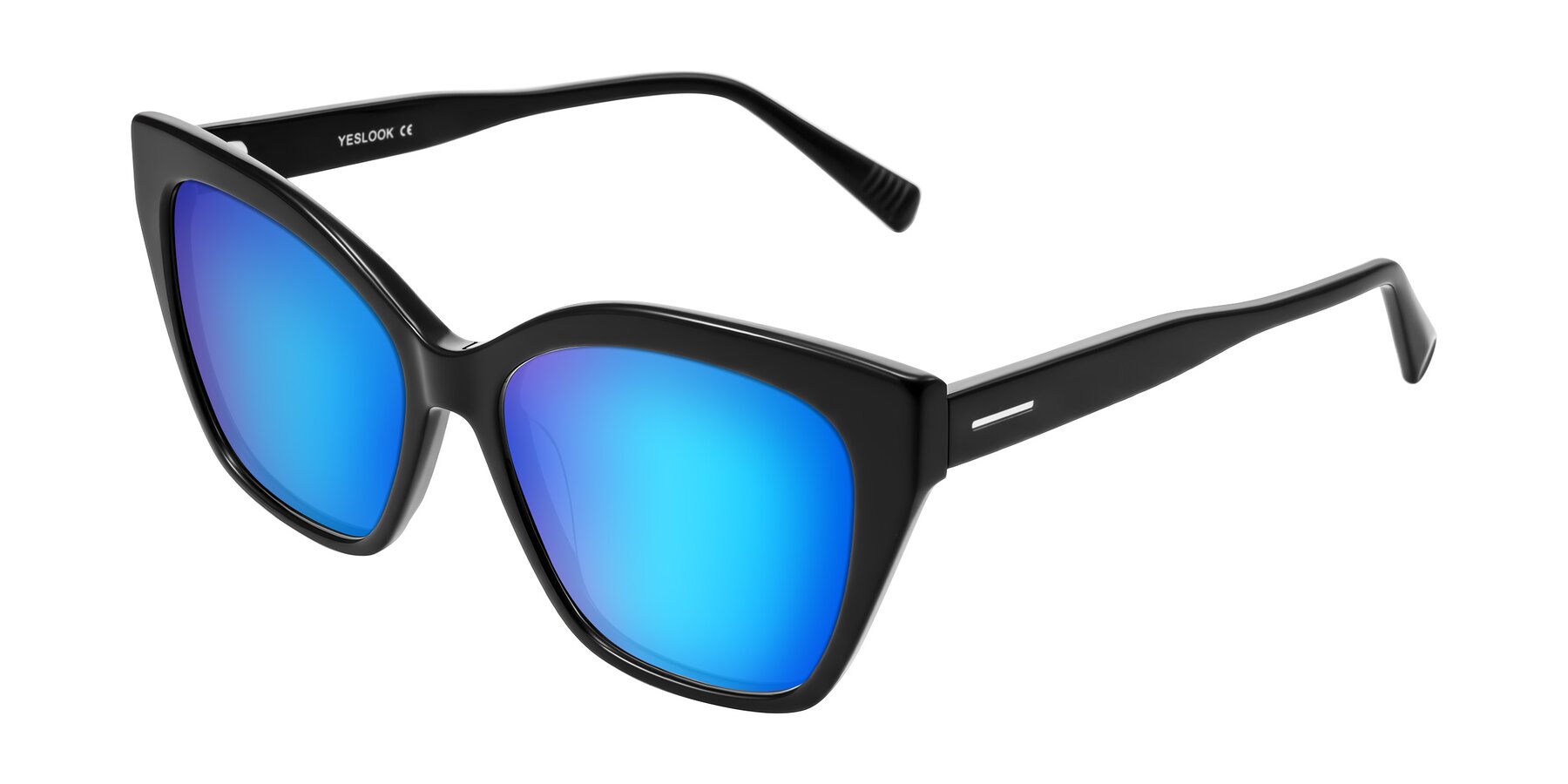 Angle of Landecho in Black with Blue Mirrored Lenses