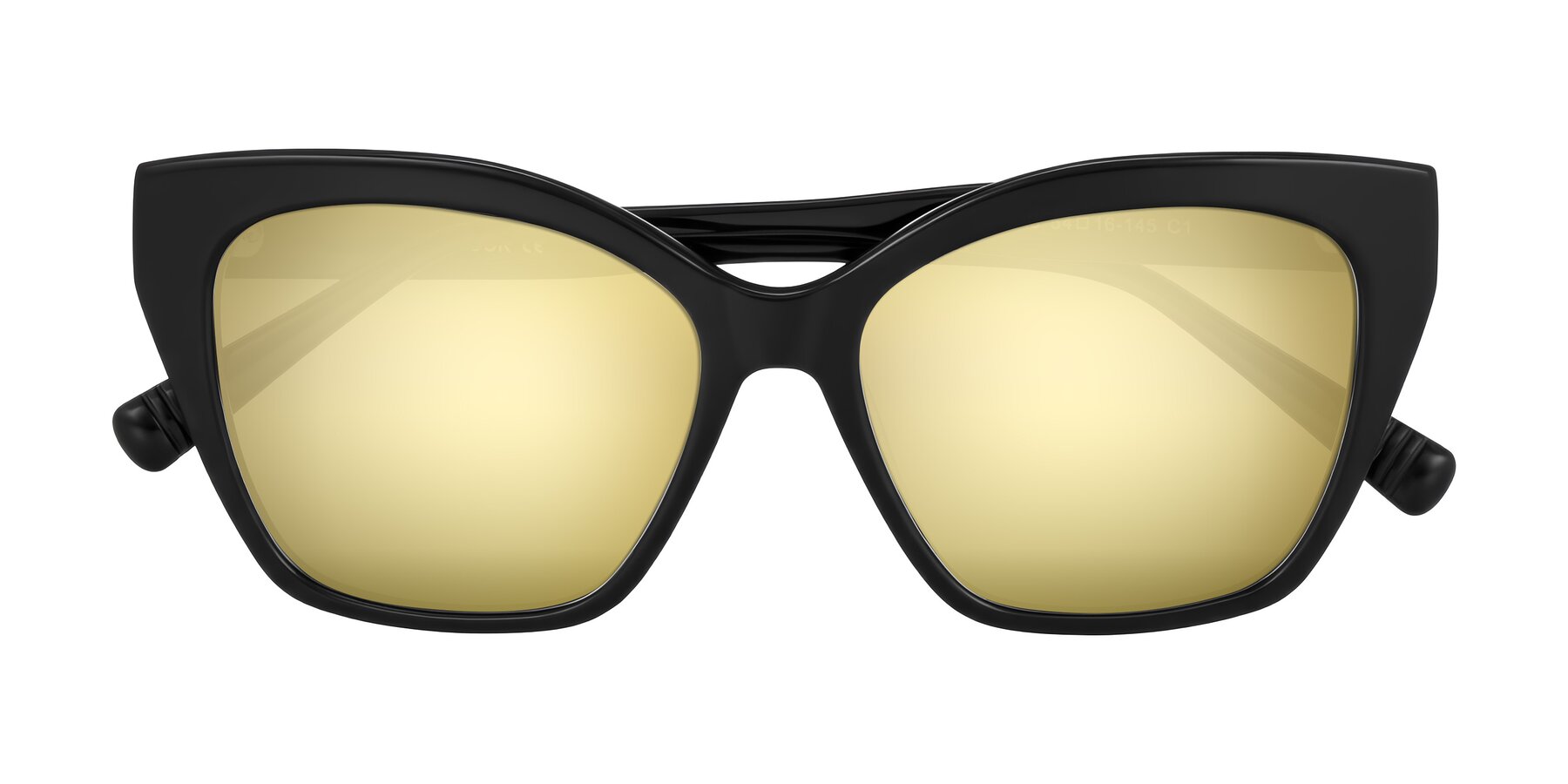 Folded Front of Landecho in Black with Gold Mirrored Lenses